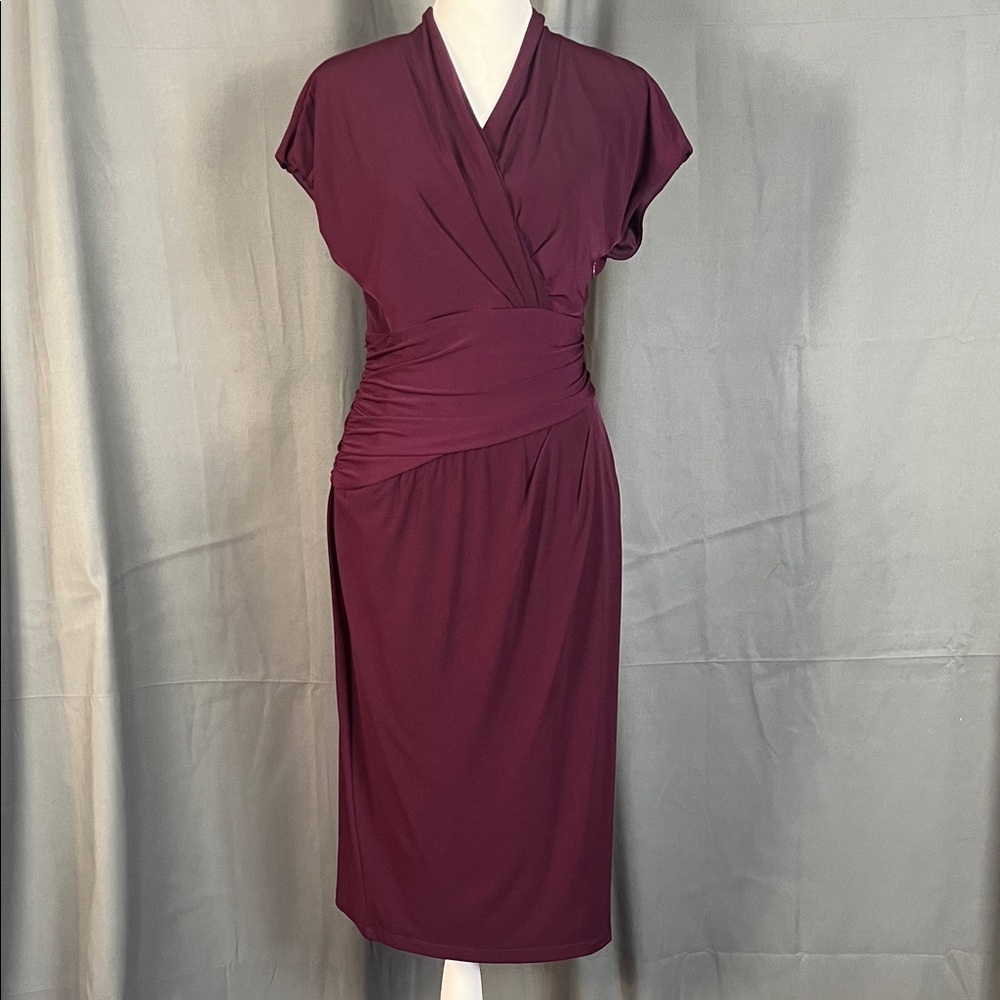 Chic Plum Midi Wrap Dress